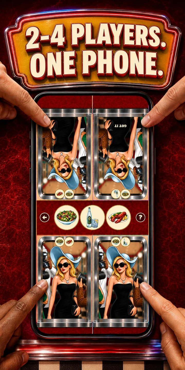 Two to four players compete on one phone